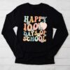 Happy 100th Day Of School Teacher Kids Retro Groovy 100 Days Longsleeve Tee