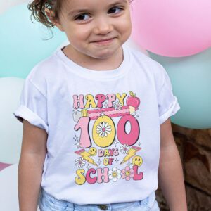 Happy 100th Day Of School Teacher Kids Retro Groovy 100 Days T Shirt 1