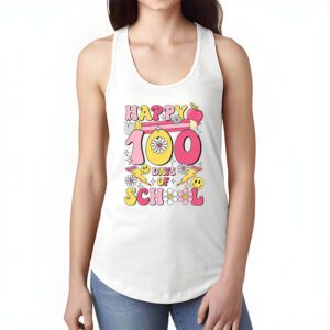 Happy 100th Day Of School Teacher Kids Retro Groovy 100 Days Tank Top 1