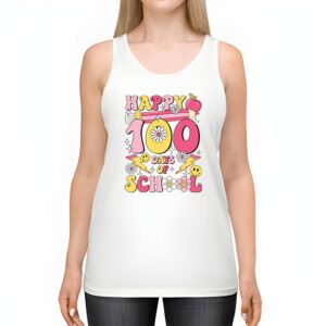 Happy 100th Day Of School Teacher Kids Retro Groovy 100 Days Tank Top 2