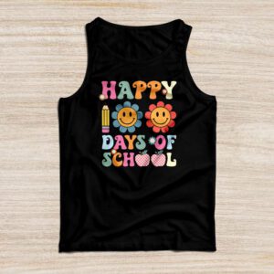 Happy 100th Day Of School Teacher Kids Retro Groovy 100 Days Tank Top