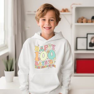 Happy 100th Day of Kindergarten Groovy 100th Day of School Hoodie 1 4