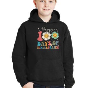 Happy 100th Day of Kindergarten Groovy 100th Day of School Hoodie 2 3