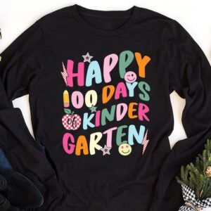 Happy 100th Day of Kindergarten Groovy 100th Day of School Longsleeve Tee 1 1