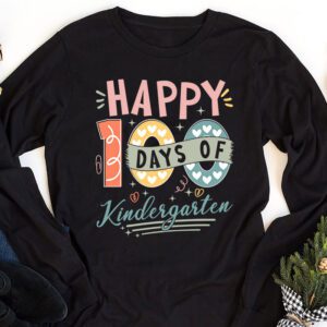 Happy 100th Day of Kindergarten Groovy 100th Day of School Longsleeve Tee 1 2