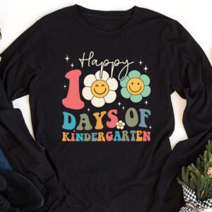 Happy 100th Day of Kindergarten Groovy 100th Day of School Longsleeve Tee 1 3