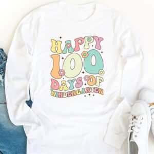 Happy 100th Day of Kindergarten Groovy 100th Day of School Longsleeve Tee 1 4