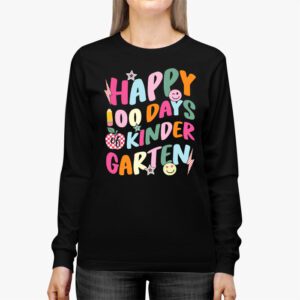 Happy 100th Day of Kindergarten Groovy 100th Day of School Longsleeve Tee 2 1