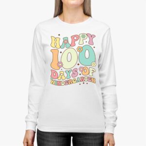 Happy 100th Day of Kindergarten Groovy 100th Day of School Longsleeve Tee 2 4