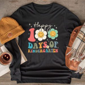 Happy 100th Day of Kindergarten Groovy 100th Day of School Longsleeve Tee