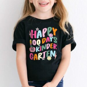 Happy 100th Day of Kindergarten Groovy 100th Day of School T Shirt 1 1