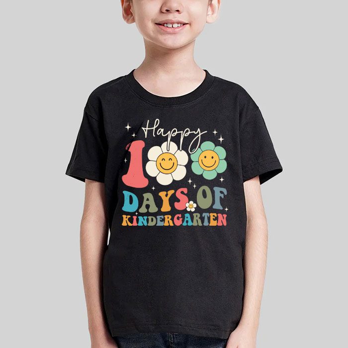 Happy 100th Day of Kindergarten Groovy 100th Day of School T Shirt 2 3