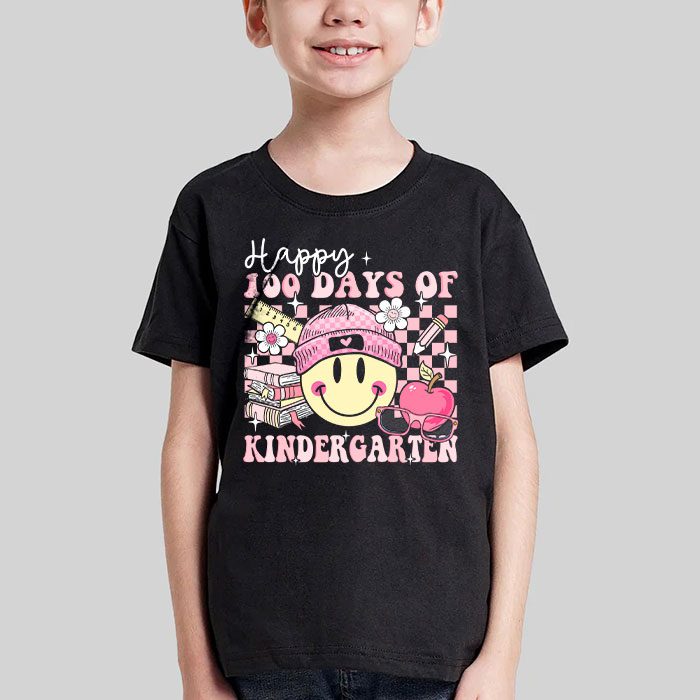 Happy 100th Day of Kindergarten Groovy 100th Day of School T Shirt 2