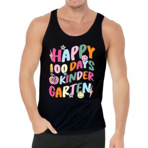 Happy 100th Day of Kindergarten Groovy 100th Day of School Tank Top 3 1