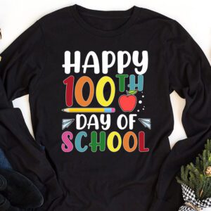 Happy 100th Day of School Teacher Kids 100 Days Kindergarten Longsleeve Tee 1 1