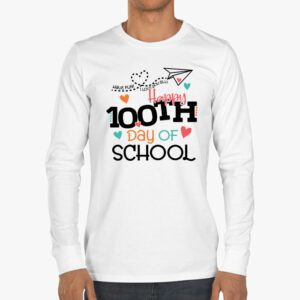 Happy 100th Day of School Teacher Kids 100 Days Kindergarten Longsleeve Tee 3 2