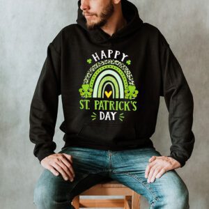 Happy St. Patricks Day Leopard Print Rainbow Shamrock Irish Hoodie 2 1