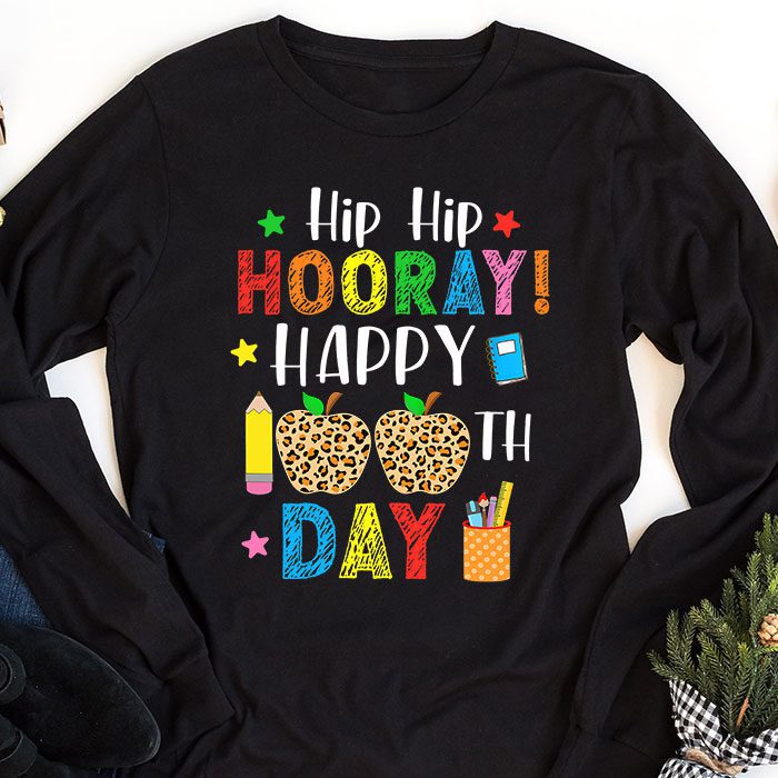 Hip-Hip-Hooray-Happy-100th-Day-of-School-Teachers-Kids-Longsleeve-Tee-1 Hip Hip Hooray Happy 100th Day of School Teachers Kids Longsleeve Tee 1 3