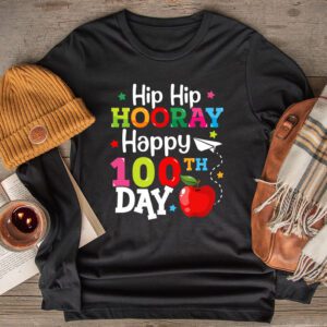 Hip Hip Hooray Happy 100th Day of School Teachers Kids Longsleeve Tee