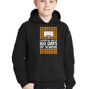 Hooped My Way 100 Days School Basketball 100th Day Boys Kids Hoodie 2 2