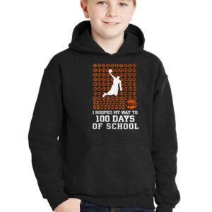 Hooped My Way 100 Days School Basketball 100th Day Boys Kids Hoodie 2 3