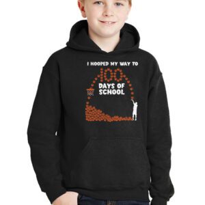 Hooped My Way 100 Days School Basketball 100th Day Boys Kids Hoodie 2