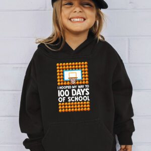 Hooped My Way 100 Days School Basketball 100th Day Boys Kids Hoodie 3 2