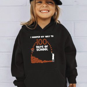 Hooped My Way 100 Days School Basketball 100th Day Boys Kids Hoodie 3