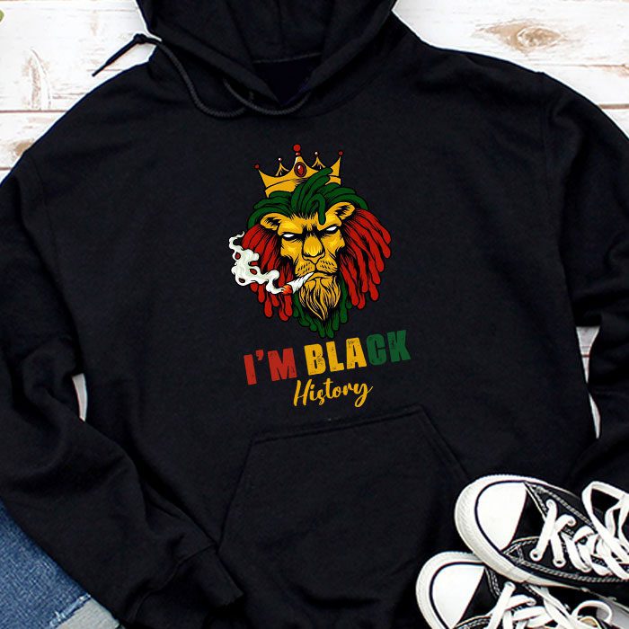 I Am Black History African American Pride Lion Black King Hoodie
