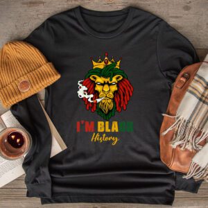 I Am Black History African American Pride Lion Black King Longsleeve Tee