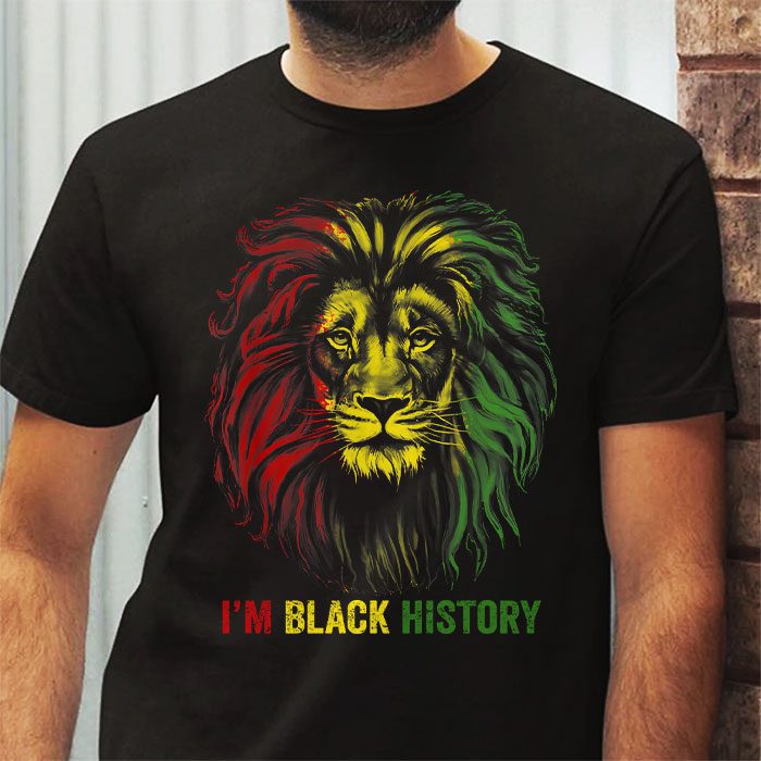 I Am Black History African American Pride Lion Black King T Shirt 2