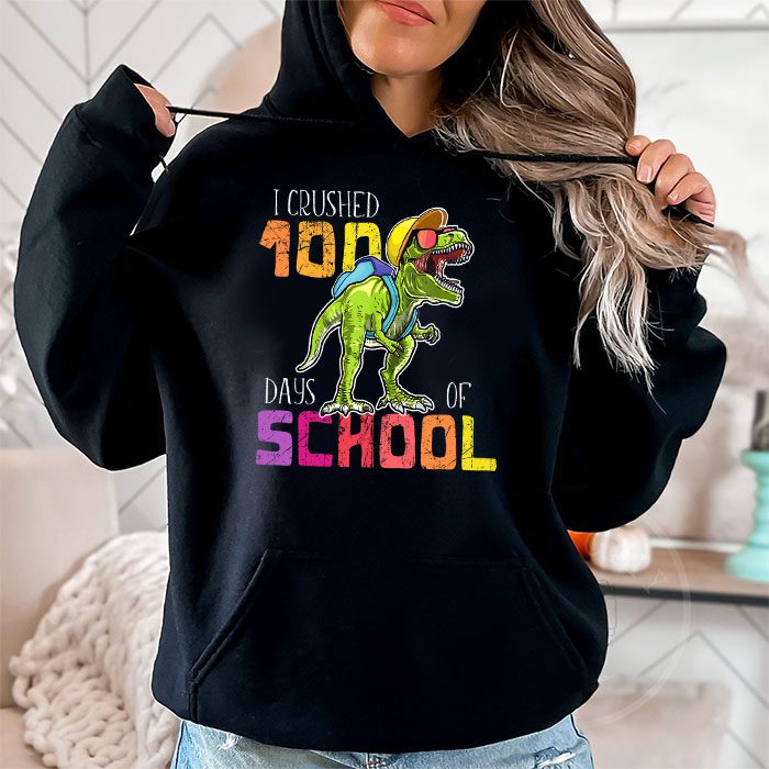 I-Crushed-100-Days-of-School-Dinosaur-Monster-Truck-Gift-Boy-Hoodie-1 I Crushed 100 Days of School Dinosaur Monster Truck Gift Boy Hoodie 1 1