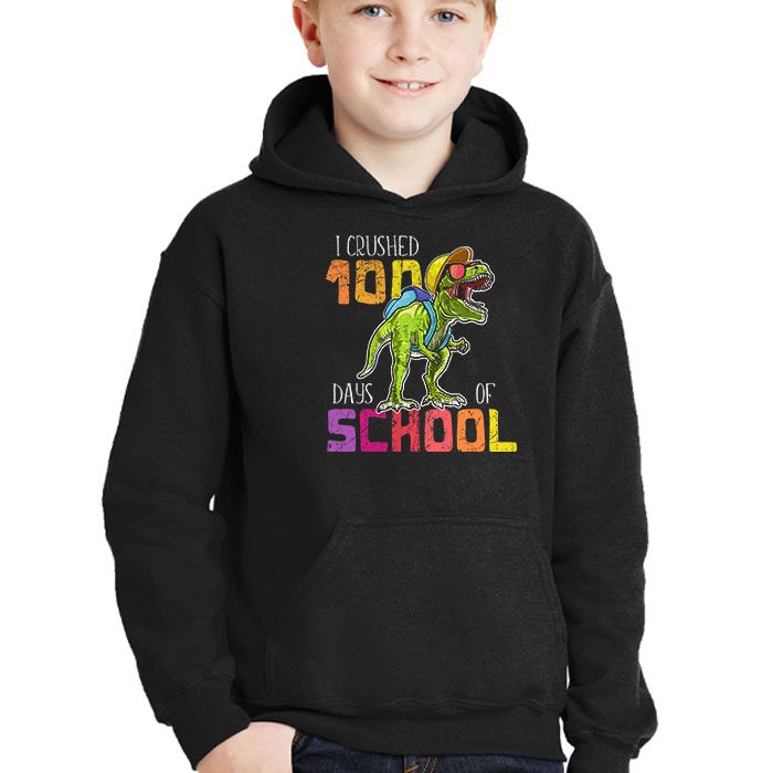 I-Crushed-100-Days-of-School-Dinosaur-Monster-Truck-Gift-Boy-Hoodie-2 I Crushed 100 Days of School Dinosaur Monster Truck Gift Boy Hoodie 2 1
