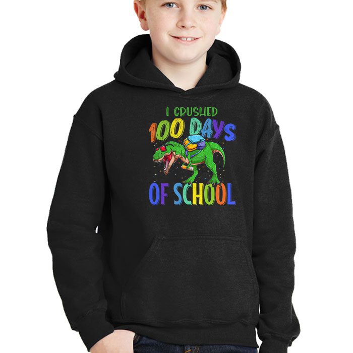 I-Crushed-100-Days-of-School-Dinosaur-Monster-Truck-Gift-Boy-Hoodie-2 I Crushed 100 Days of School Dinosaur Monster Truck Gift Boy Hoodie 2 2