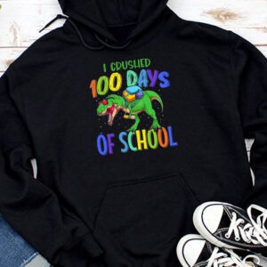 I Crushed 100 Days of School Dinosaur Monster Truck Gift Boy Hoodie