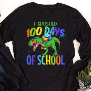 I Crushed 100 Days of School Dinosaur Monster Truck Gift Boy Longsleeve Tee 1 I Crushed 100 Days of School Dinosaur Monster Truck Gift Boy Longsleeve Tee 1 2