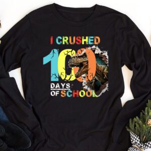 I Crushed 100 Days of School Dinosaur Monster Truck Gift Boy Longsleeve Tee 1