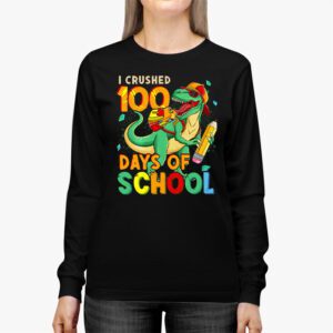 I Crushed 100 Days of School Dinosaur Monster Truck Gift Boy Longsleeve Tee 2 4