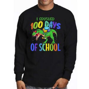 I Crushed 100 Days of School Dinosaur Monster Truck Gift Boy Longsleeve Tee 3 I Crushed 100 Days of School Dinosaur Monster Truck Gift Boy Longsleeve Tee 3 2