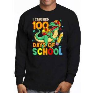 I Crushed 100 Days of School Dinosaur Monster Truck Gift Boy Longsleeve Tee 3 4