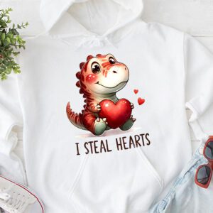 I Steal Hearts Trex Dino Valentines Day Boys Son Toddlers Hoodie 1 1