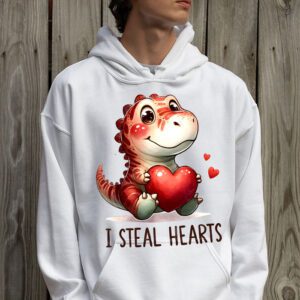 I Steal Hearts Trex Dino Valentines Day Boys Son Toddlers Hoodie 2 1