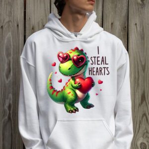 I Steal Hearts Trex Dino Valentines Day Boys Son Toddlers Hoodie 2