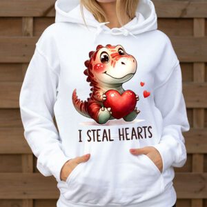 I Steal Hearts Trex Dino Valentines Day Boys Son Toddlers Hoodie 3 1