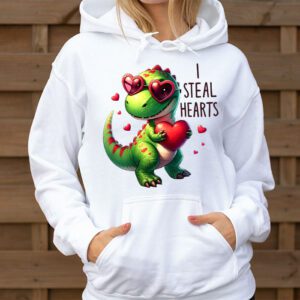 I Steal Hearts Trex Dino Valentines Day Boys Son Toddlers Hoodie 3