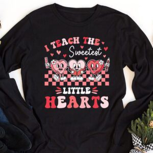 I Teach The Sweetest Little Hearts Valentines Day Teachers Longsleeve Tee 1 2