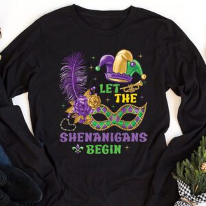 Mardi Gras Costume Let The Shenanigans Begin Mask Longsleeve Tee 1 1