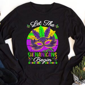 Mardi Gras Costume Let The Shenanigans Begin Mask Longsleeve Tee 1