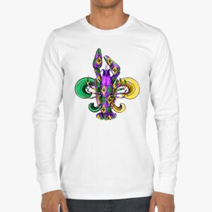 Mardi Gras Crawfish Jester hat Bead Tee New Orleans Gifts Longsleeve Tee 3 4