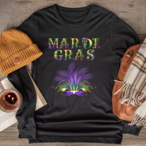 Mardi Gras Shirts For Women Kids Men Beads Mask Feathers Hat Longsleeve Tee